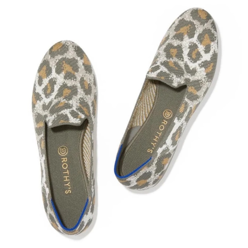 Rothy's Leopard Print Flats with Blue Accents